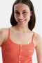 Rhodes Hot Pink Strappy Embroidered Cotton Standard Fit Women's Crop - 2
