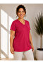 Women's Viscose Slim V-Neck Short Sleeve Blouse - 3