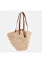 Amelie Tan Women's Leather Detailed Straw Shoulder Bag - 2