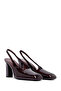 Women's Burgundy Open Back Thick Heeled Patent Leather Shoes 25Afd121316 - 3