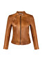 Magic Women's Brown Hooded Short Sports Leather Jacket 26Sgm566751 - 6