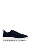 Men's Navy Blue Thick Sole Sports Shoes, Lace-Up Suede Genuine Leather Sneaker U46Lfa00022C4064