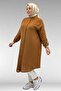 58092 Plus Size Double Button Detailed Muslin Shirt - Brown - 4