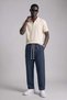 Men's Relaxed Fit Draped Polo Collar Knitwear T-Shirt Beige - 4
