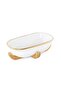 Paco Oval Serving Bowl With Bamboo Base 1.8L - White - 3