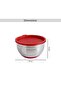 Martha Stainless Steel Mixing Bowl With Lid Dia22cm -chrome & Red - 6