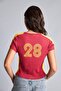 100% Cotton Fitted Crew Neck Spain Printed Ribbed Short Sleeve Burgundy T-Shirt I1292Ax26Hs - 8
