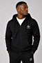 Men's Embroidered Zippered Black Tracksuit Set, Cotton Thick Fleece Winter Bottom-Top Sweatshirt - 2