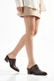 Bitter Brown Flat Matte Leather Studded Detail Closed Front Open Back Heeled Western Cowboy Mules Slippers - 5