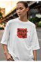 Just Live It Digital Print Oversize White Unisex T-Shirt - 3