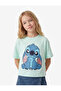 Licensed Stitch Printed Glittery Crew Neck Short Sleeve Cotton T-Shirt - 4