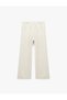 X Melis Ağazat - Regular Waist Wide Leg Linen Blend Trousers with Belt Detail and Pockets - 4