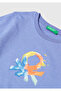 Boy's Aviator Blue Round Neck T-Shirt with Logo Print on the Front - 3