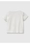 Baby white shoulder hidden snap printed short sleeve t-shirt - 2