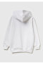 Boy's White Hooded Sweatshirt with Logo Print on the Front and Kangaroo Pocket - 2