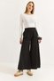 Women's Pantalon Wide Leg Lace-Up Pantalon Black - 2