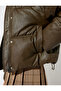 Faux Leather Collar Fur Puffer Jacket with Zipper and Wind Cover Pocket - 7