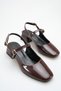 Mary Jane Stylish and Comfortable Women's Patent Leather Low-Heeled Bitter Brown Shoes (4cm) 1112 Babet Women's Heeled Shoes +1 Size up for a Soft Gel Sole Preference - 4