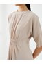 Midi Dress Crew Neck Short Sleeve with Gathered Waist Detail - 7