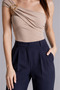 Women's Side Pocket Back Pocket Fleto Slim Fit Trousers Navy Blue - 4