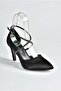 Black Satin Fabric Pointed Toe Women's Heeled Shoes M246066704 - 7