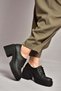 T996154009 Black Thick Heeled Lace-Up Women's Shoes - 2
