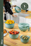 5 Pieces Linea Multi-Purpose Dowry Set Green 1x(Mixer Bowl 3Lt) 1x(3 Sizes Bowl) 1x(Brass Strainer 3Lt)