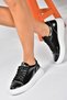 Black Patent Leather Stone Detailed Casual Sports Shoes Sneakers P274049308 - 3