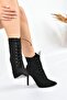 Black Suede Thin High Heeled Women's Boots L372493502 - 4