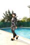 Hijab Swimsuit Lycra Black with Digital Leaves - 2