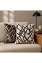 Coffee Cream Geometric Patterned Chenille Cushion Cover Set of 2 - 2
