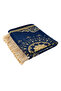 Navy Blue Mandala Pattern Embossed Special Woven Prayer Rug - 5