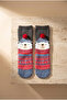 Children's Pompom Detailed Teddy Bear Print New Year's Socks Gray Melange - 3