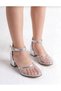 Girl's Silver Pearl Stone Cinderella Transparent Heeled Children's Shoes