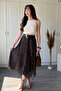 Mixed Patterned Asymmetrical Midi Skirt with Elastic Waist - 3