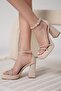 Blaire Premium Women's Beige Heeled Sandals - 4