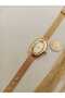 Vintage Design, Women's Wristwatch (Wicker Strap) with Roman Detail, White Color Dial, Gold Color Case - 7