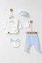 Baby Boy Ribbed Bow Tie, Cap and Hat Set of 5 Hospital Release Bodysuits - 2