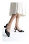 028 Women's Stone Detailed Open Back 6 cm Heeled Shoes - 2