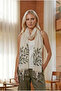 Women's Olive Lace Printed Cotton Scarf - 7