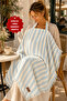 Muslin Nursing Cover and Stroller Cover 90X110 Cm, 4 Layers 100% Cotton with Tassels Blue Striped
