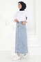 Skirt with Button Detail on Sides Ice Blue - 27161 - 5