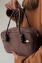 Suede Box Bag with Knotted Handle Ends