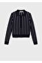 Striped polo collar sweater - 3
