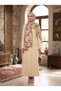 100% Pure Silk Shawl Thin Satin Voile Woven Striped Patterned Beige - Tan Colored 90X210 Shawl - 4