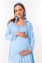 Effortt Blue Maternity and Postpartum Nightgown Set with Robe - 7