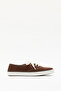 Spor 2602 - Basic Lace-Up Bitter Brown Linen Women's Sportswear - 3