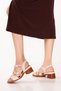 Women's Genuine Leather Mid-Heeled Daily Sandals Iz.12132 Beige - Gold - 5