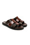 Men's Slippers M6857 Leather Upper Dark Brown - 3