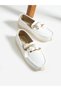 White Buckle Detail Women's Loafer - 5